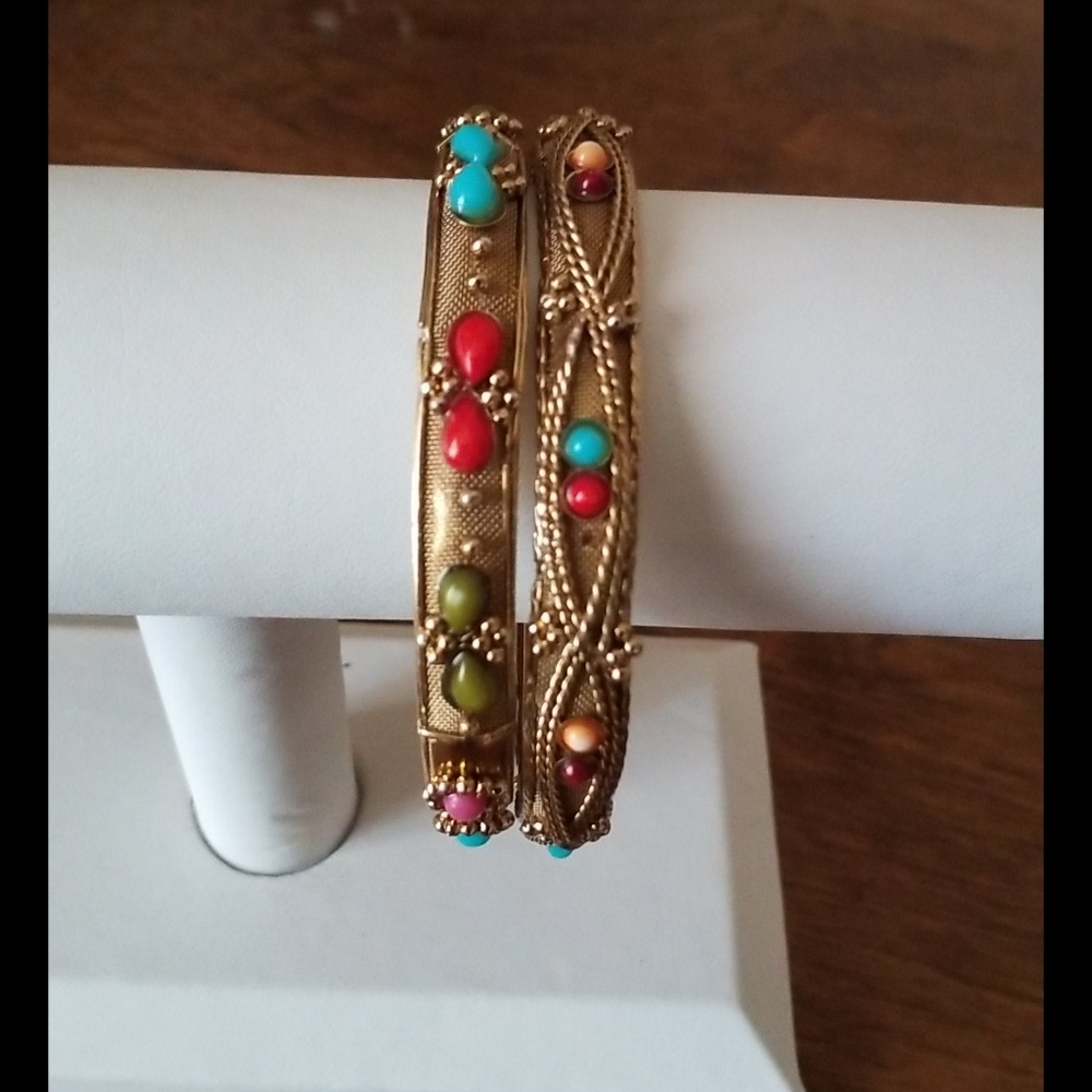 2 Beautiful Cuff Slip On Bracelets Bangle - Picture 4 of 12